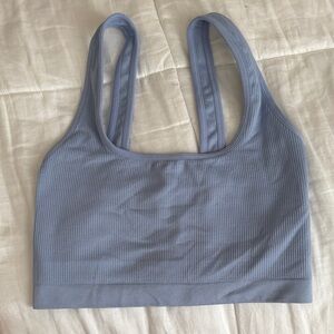aerie Light Blue Ribbed Seamless Sports Bra